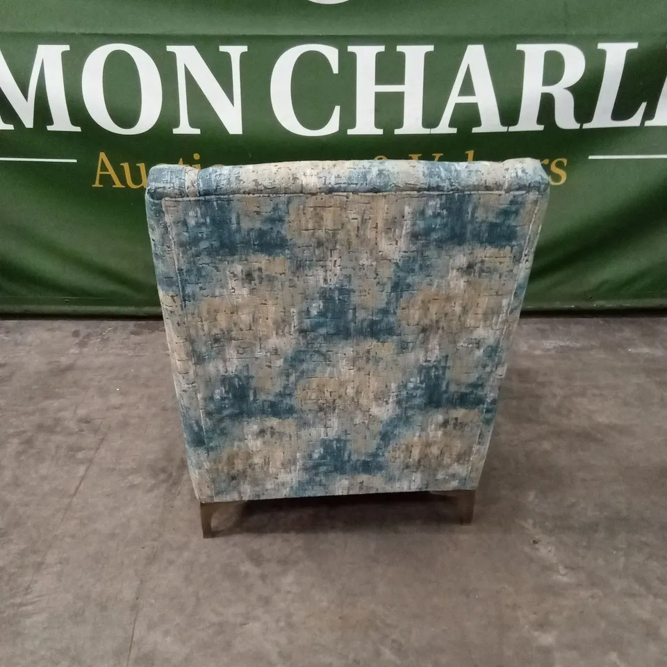 QUALITY DESIGNER WIDE AND HIGH BACKED FABRIC ACCENT CHAIR