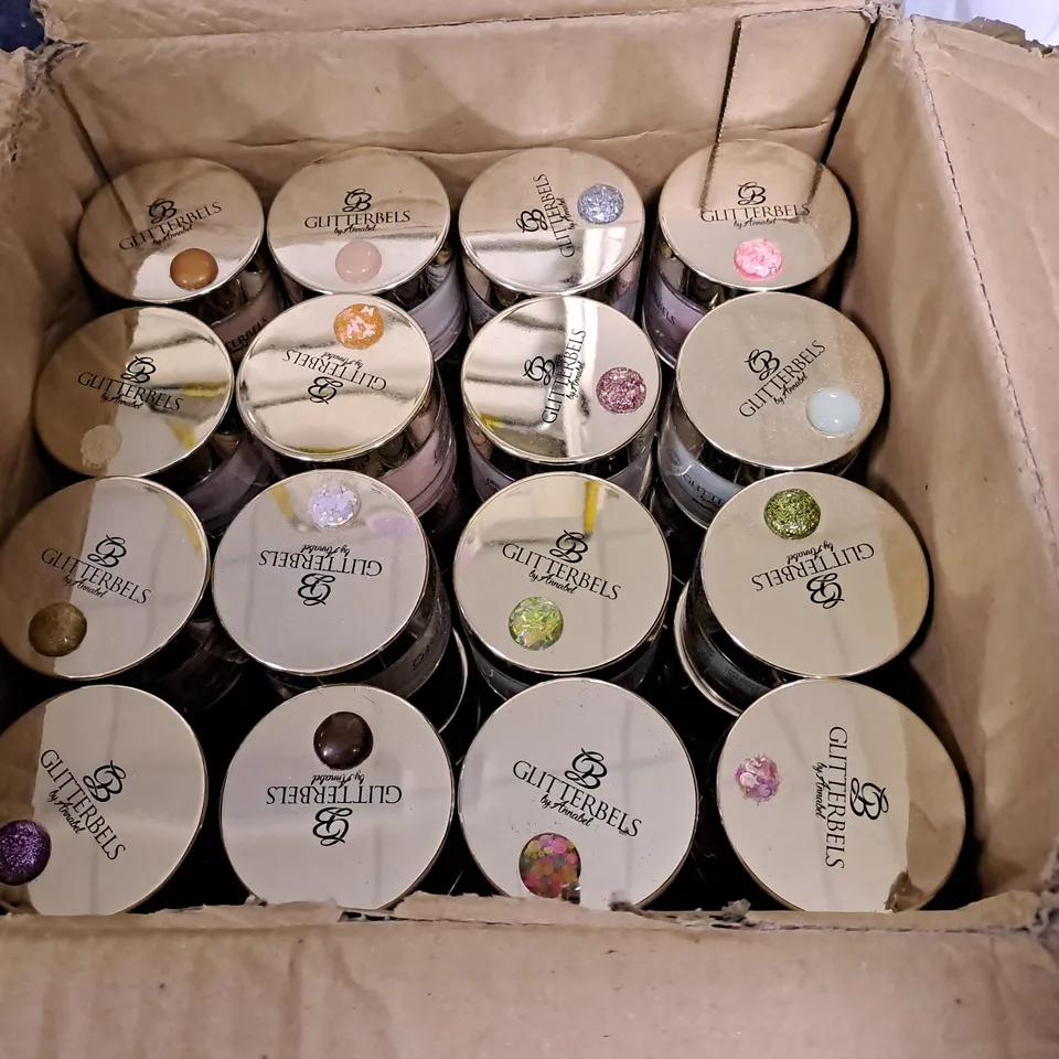 LOT OF 67 ASSORTED GLITTERBELS BY ANNABEL 28G GLITTER POTS