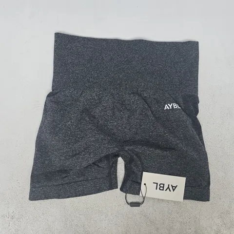 AYBL EMPOWER SEAMLESS SHORTS IN BLACK MARL SIZE SMALL