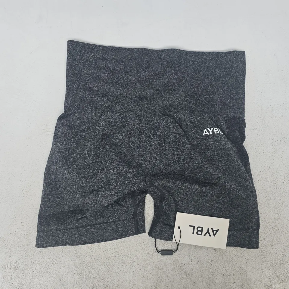 AYBL EMPOWER SEAMLESS SHORTS IN BLACK MARL SIZE SMALL