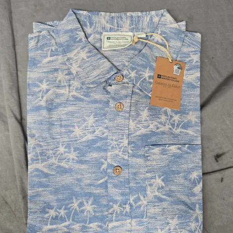 MOUNTAIN WAREHOUSE TROPICAL PRINTED SHORT SLEEVE SHIRT IN CORN BLUE SIZE LARGE
