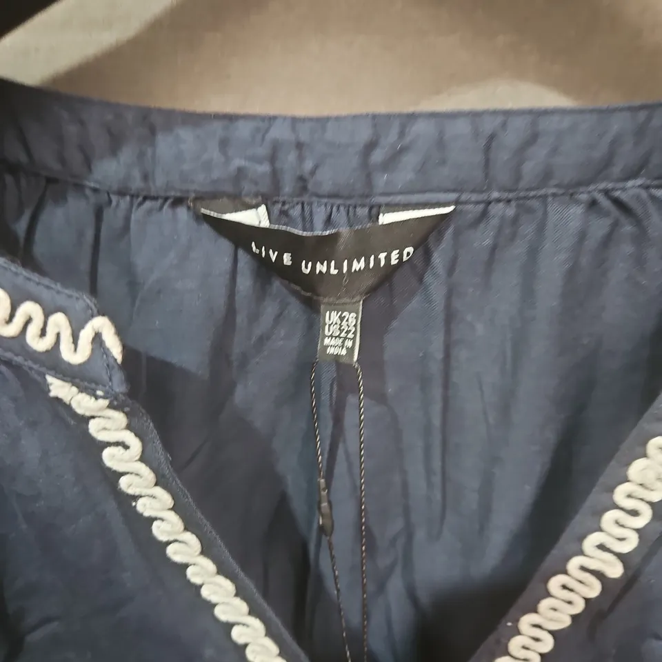 LIVE UNLIMITED EMBROIDERED MIDAXI DRESS IN NAVY - UK 26