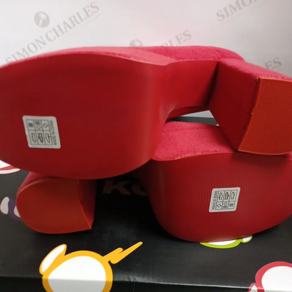 KOI VEGAN TELETUBBIES PO FLUFFY PLATFORM BOOTS - RED SIZE 9