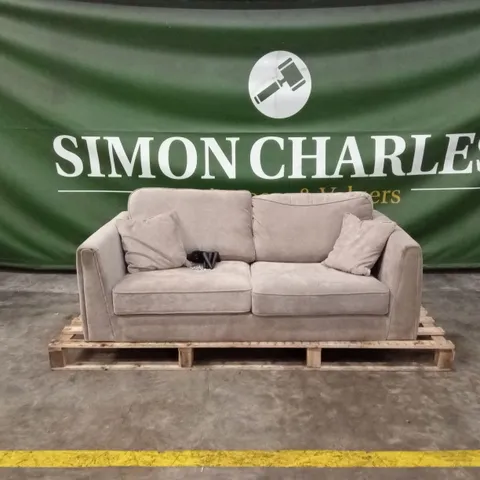 MESSINA 3 SEATER STANDARD BACK FABRIC SOFA - NATURAL