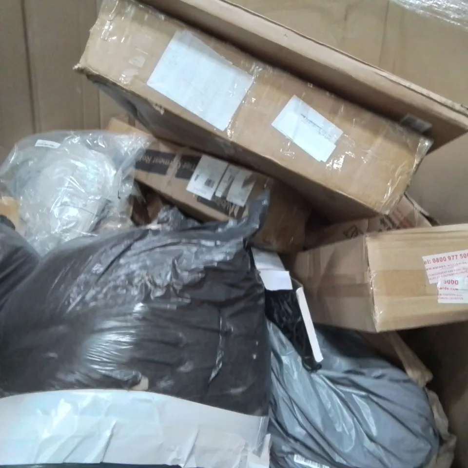 PALLET OF ASSORTED HOUSEHOLD ITEMS TO INCLUDE PREMIUM KING AIR BED, OFFICE CHAIR AND BAR STOOL