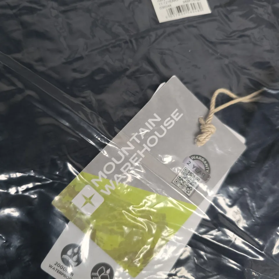 BAGGED MOUNTAIN WAREHOUSE KIDS' WATERPROOF JACKET – NAVY, 11-12 YEARS (WITH TAGS)