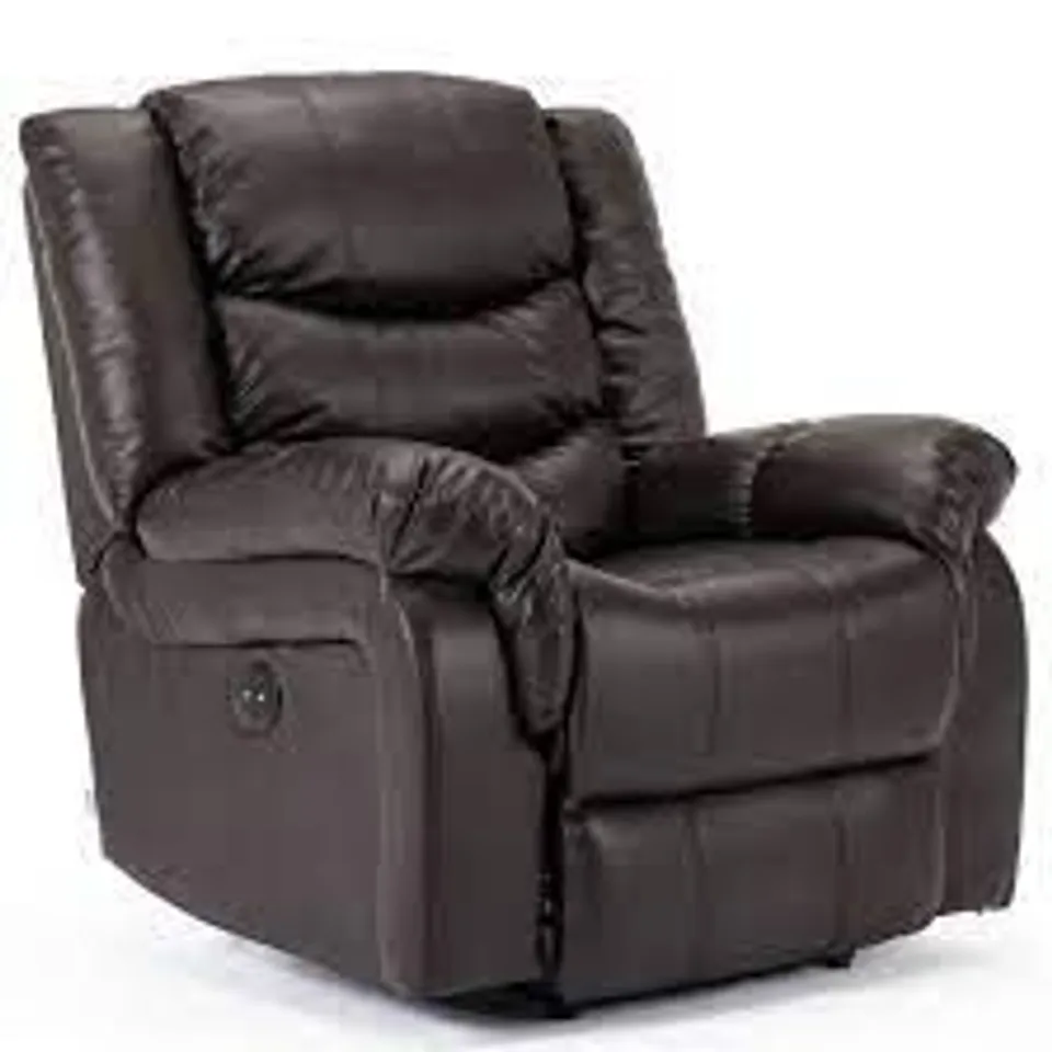 BOXED SEATTLE BROWN FAUX LEATHER MANUAL RECLINING EASY CHAIR (1 BOX) RRP £349.99