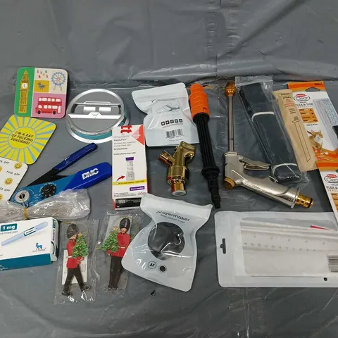 APPROXIMATELY 10 ASSORTED HOUSEHOLD ITEMS TO INCLUDE - FLEA REPELLENT, COASTERS, AND PLAYMAKER STRAPS ETC. 