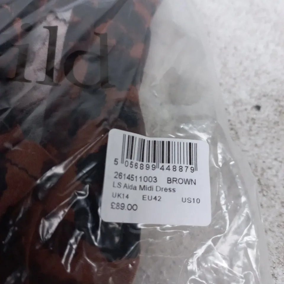 NOBODYS CHILD LS AIDA MIDI DRESS – UK14 (EU42) BROWN