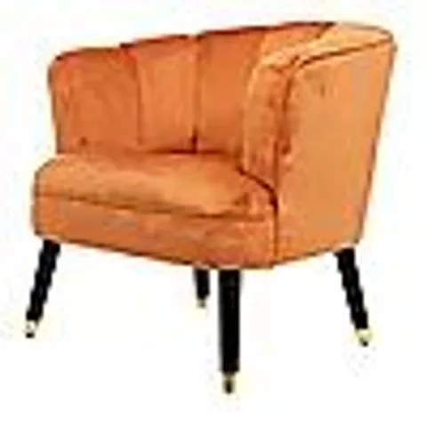 MY HOME STORIES VELVET ARMCHAIR WITH GOLD TIPPED LEGS - SPICED ORANGE 