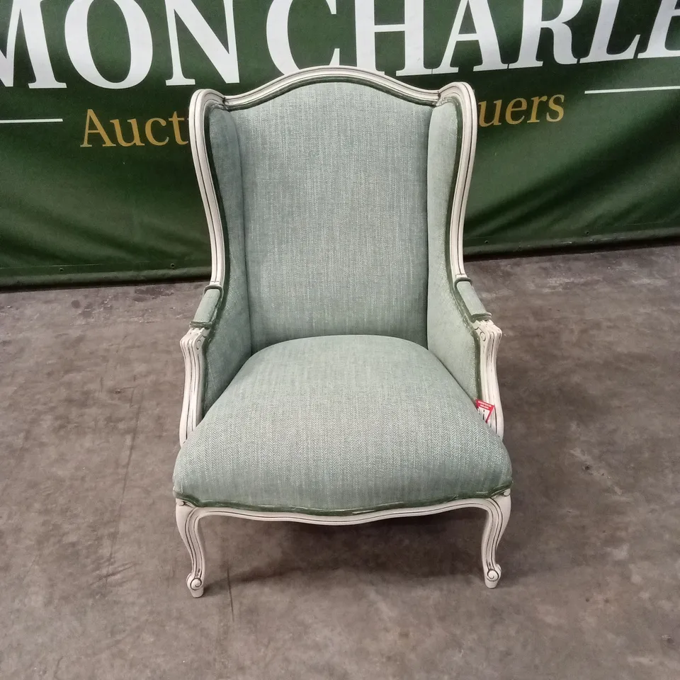 QUALITY HIGH-END DESIGNER FABRIC WINGBACK ACCENT CHAIR - GREEN
