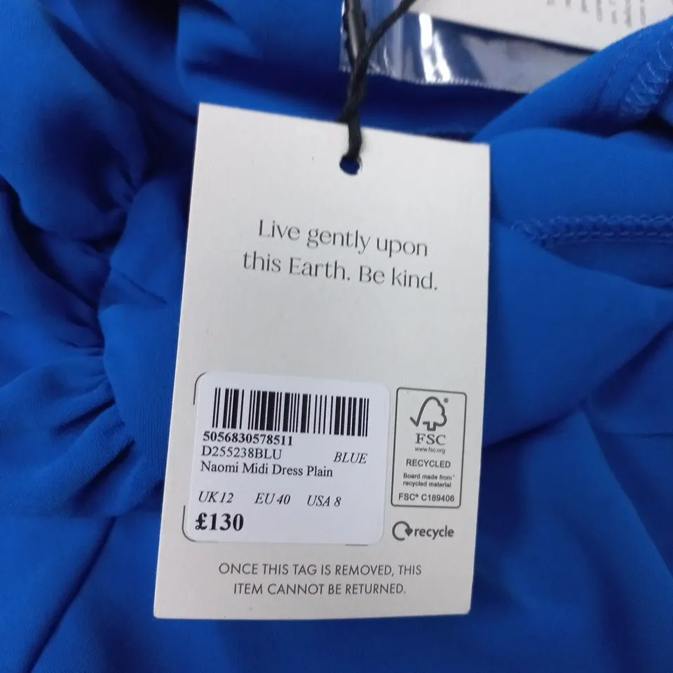 NOBODY'S CHILD NAOMI MIDI DRESS PLAIN – BLUE, UK12 (EU40 / US8)