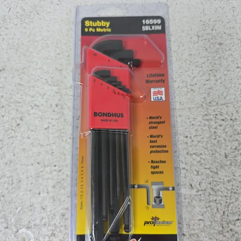 BONDHUS 9-PIECE STUBBY METRIC HEX KEY SET