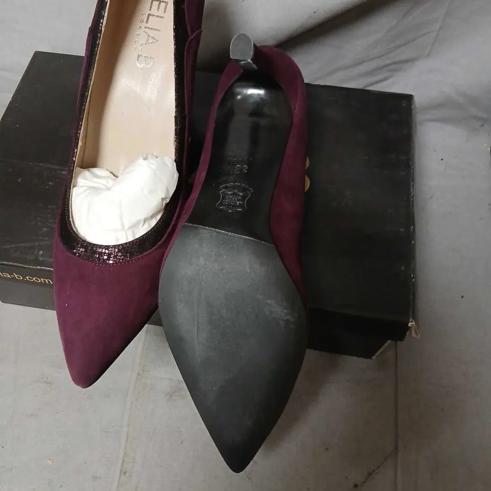 ELIA.B LONDON DIANA HIGH HEELS - PURPLE BURGUNDY SUEDE, UK 5 (EU 38)