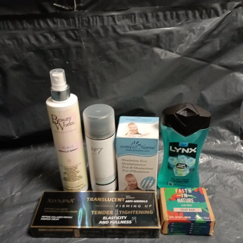 APPROXIMATEY 20 ASSORTED HEALTH AND BEAUTY PRODUCTS TO INCLUDE - BEAUTY WORKS MIRACLE SPRAY - LYNX SHOWER GEL AND FAITH IN NATURE SOAP BAR