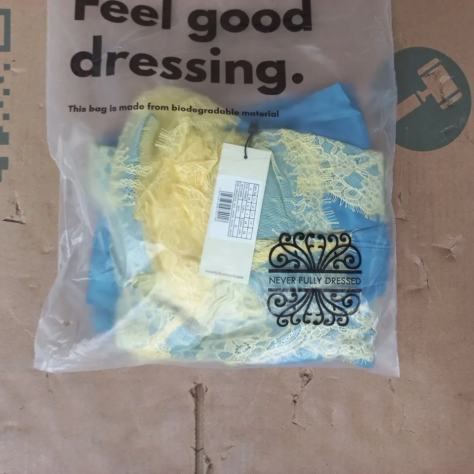 BAGGED NEVER FULLY DRESSED MILLIE SKIRT IN BLUE/LEMON SIZE UK 6