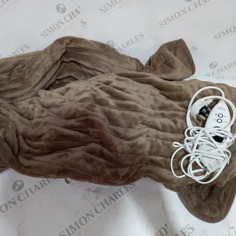BOXED COZEE HOME HEATED BLANKET IN DARK TAUPE