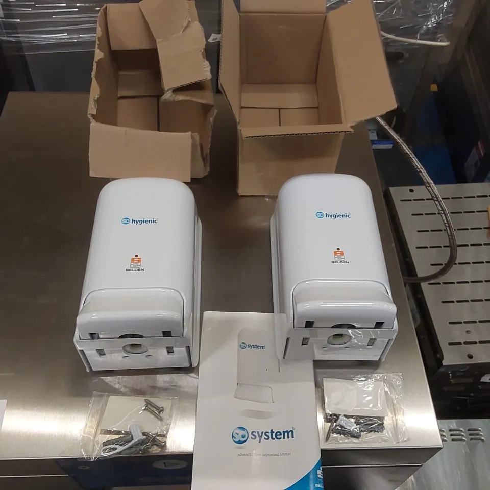 PAIR OF BOXED SO HYGIENIC ADVANCED SOAP DISPENSING SYSTEMS 