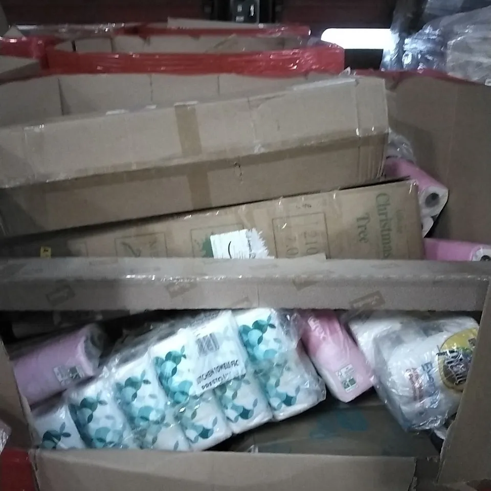 PALLET OF HOUSEHOLD ITEMS TO INCLUDE 8OZ RIPPLE CUPS,STEAM CLEANER, TELESCOPIC LADDER, WEIGHT BENCH AND OTHER ASSORTED ITEMS...