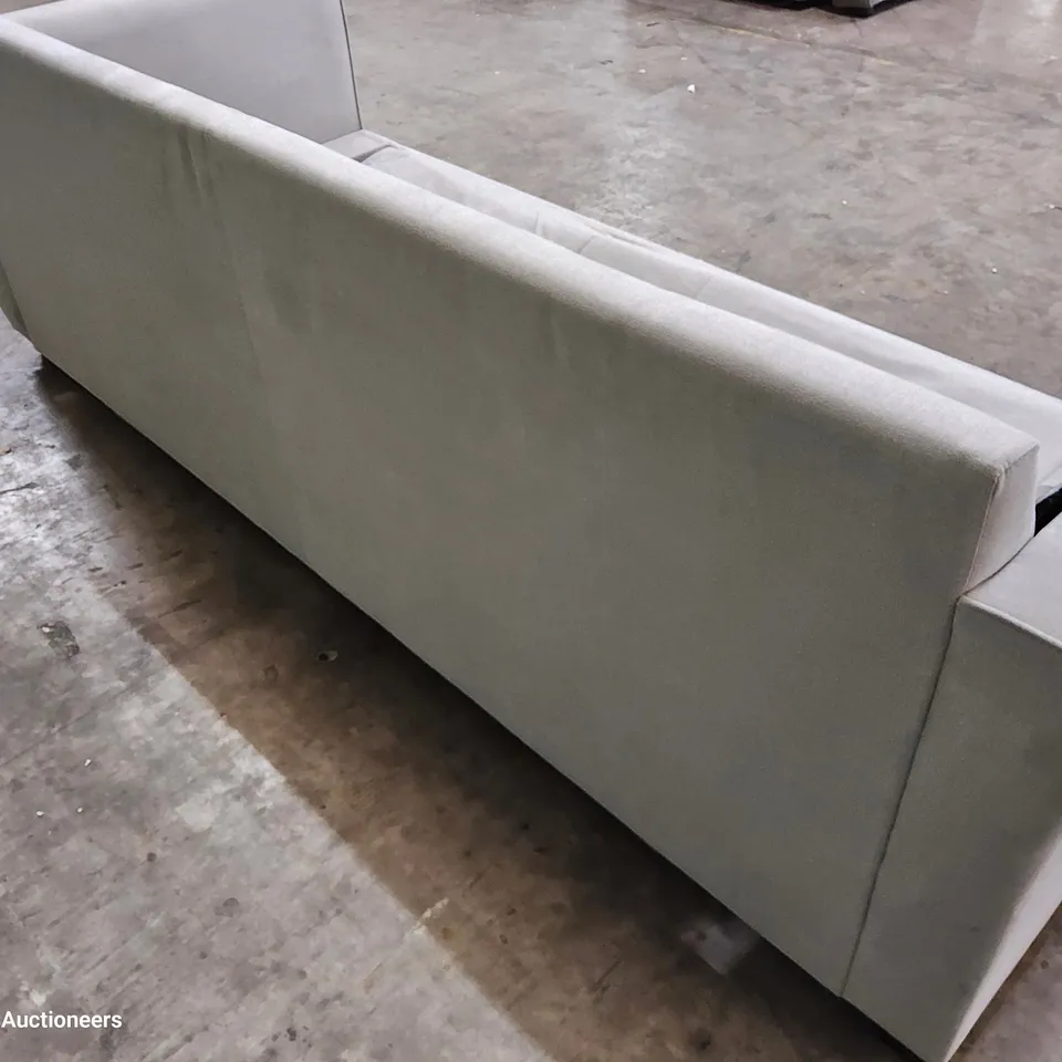 DESIGNER THE ELMLEY LIGHT GREY FABRIC  METAL ACTION SOFA BED FRAME