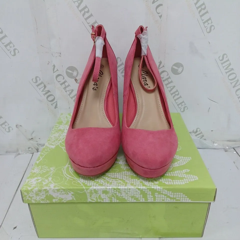 BOXED LOT OF 12 PAIRS OF CLARA'S LADIES SHOES. VARIOUS COLOURS AND SIZES