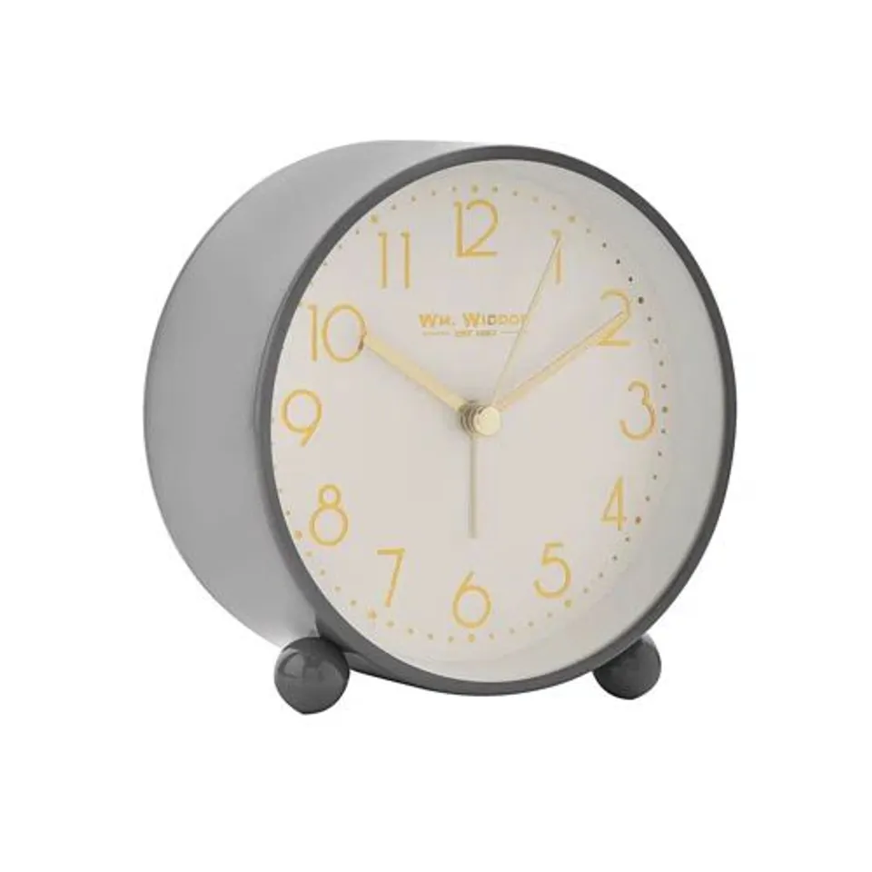 BOXED ANALOG METAL QUARTZ ALARM TABLETOP CLOCK