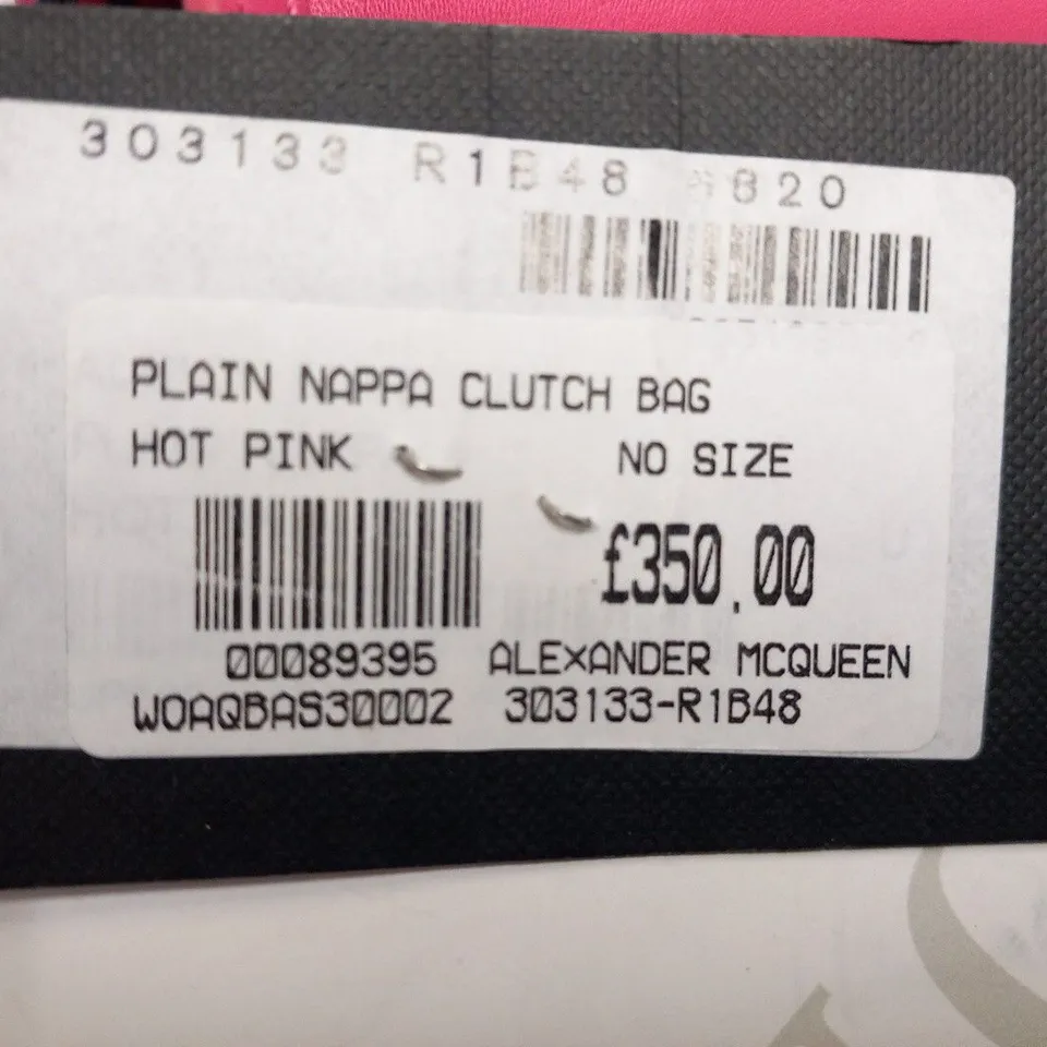 MCQ BY ALEXANDER MCQUEEN PLAIN NAPPA HOT PINK CLUTCH BAG