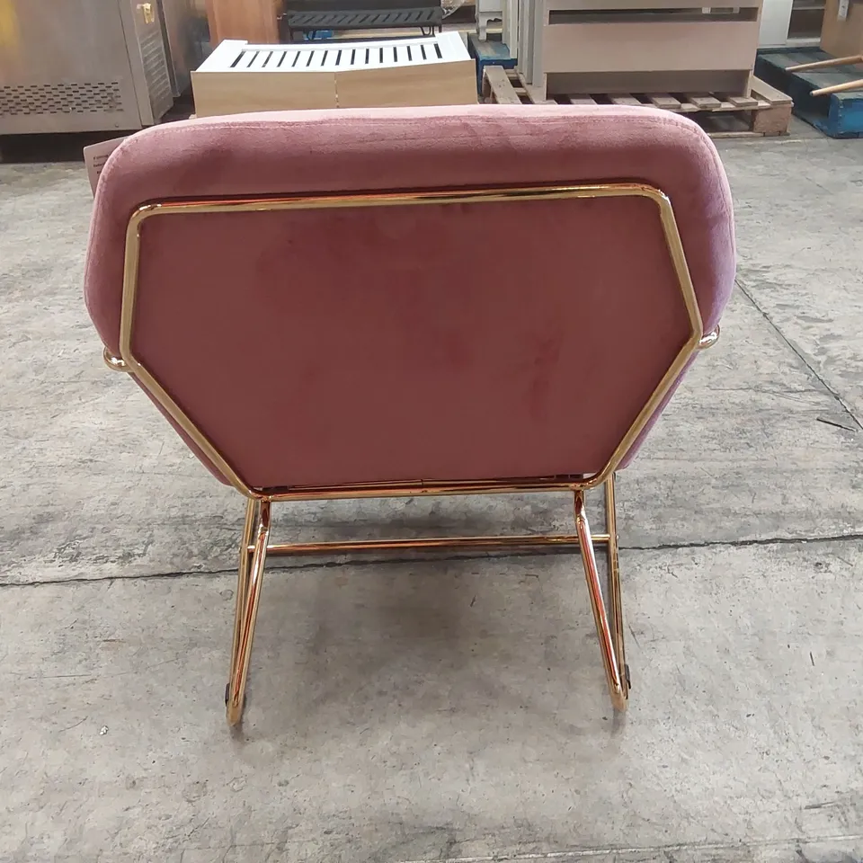 DESIGNER PINK VELVET ARM CHAIR