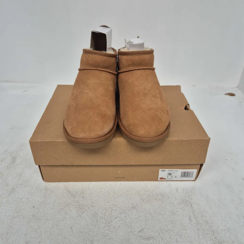 BOXED PAIR OF UGG W CLASSIC ULTRA MINI IN CHESTNUT - UK 9