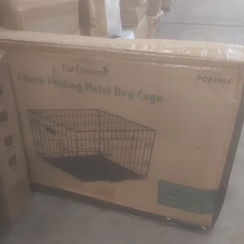 BOXED FUR DREAMS 24" FOLDING METAL DOG CAGE