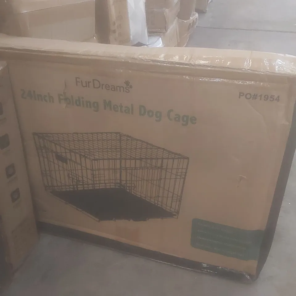 BOXED FUR DREAMS 24" FOLDING METAL DOG CAGE 