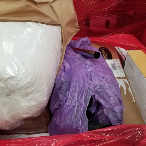 PALLET OF ASSORTED PRODUCTS INCLUDING HEATED THROW BLANKET, VACUUM CLEANER, DRAINING RACK, KITCHEN ROLL