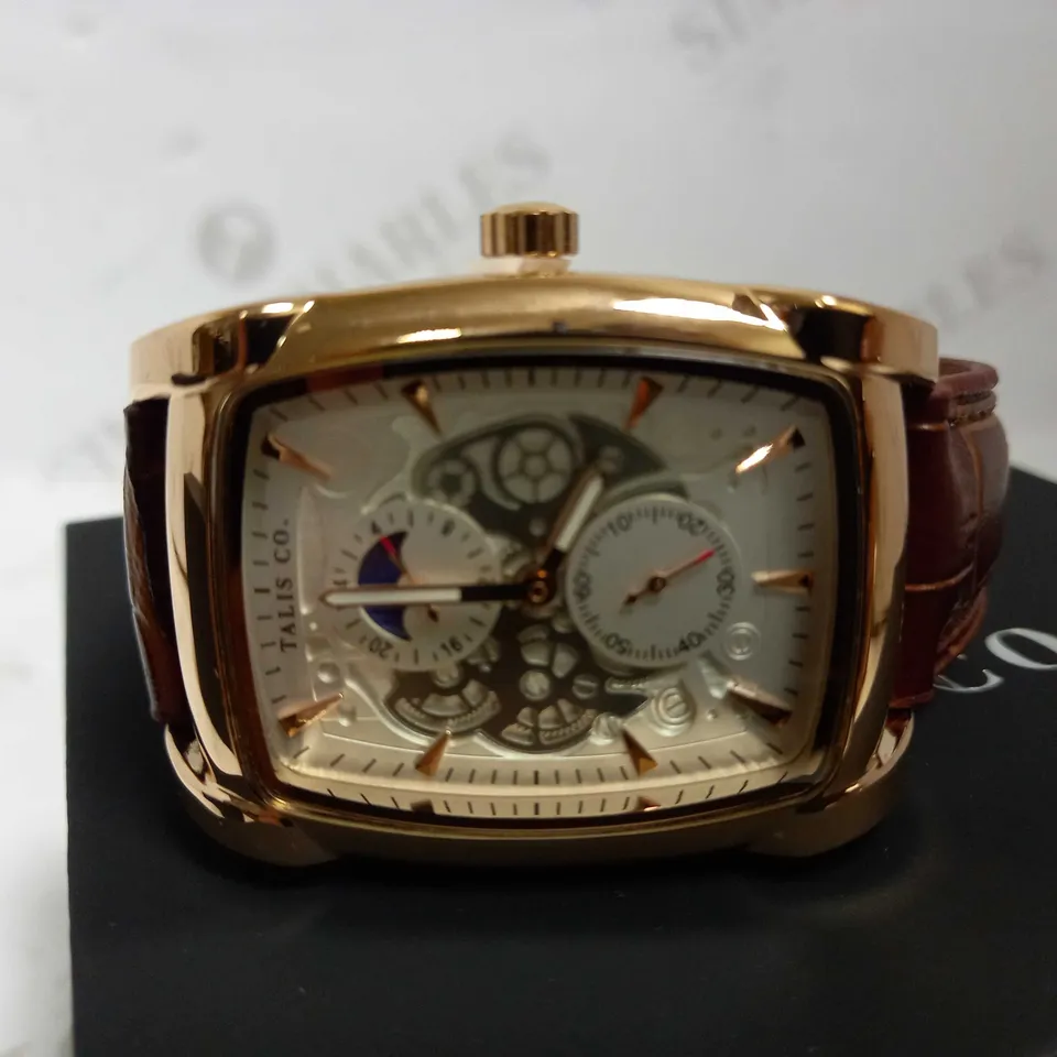 TALIS CO TRIPLE DIAL BLACK LEATHER STRAP WATCH RRP £550