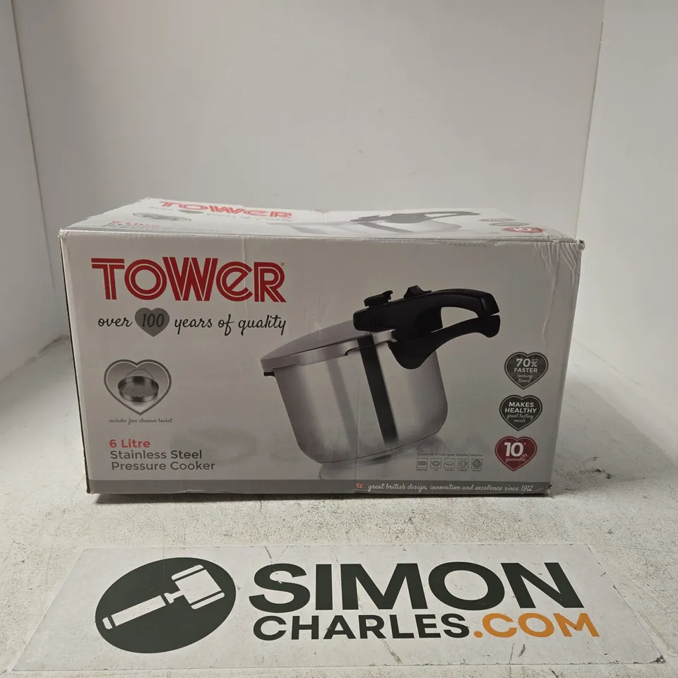 TOWER 6 LITRE STAINLESS STEEL PRESSURE COOKER