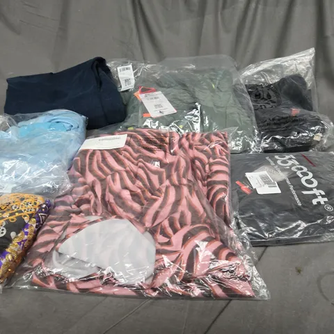 BOX OF ASSORTED CLOTHING ITEMS IN VARIOUS COLOURS, STYLE AND SIZES 