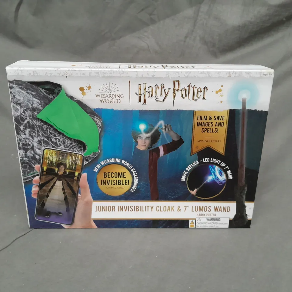 HARRY POTTER JUNIOR INVISIBILITY CLOAK AND LUMOS WAND 