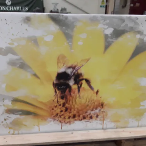 BEE ON A SUNFLOWER WRAPPED CANVAS PRINT
