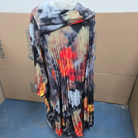 KALEIDOSCOPE WOMEN'S PLEATED MAXI DRESS – ABSTRACT PRINT, UK 12 (EU 40)