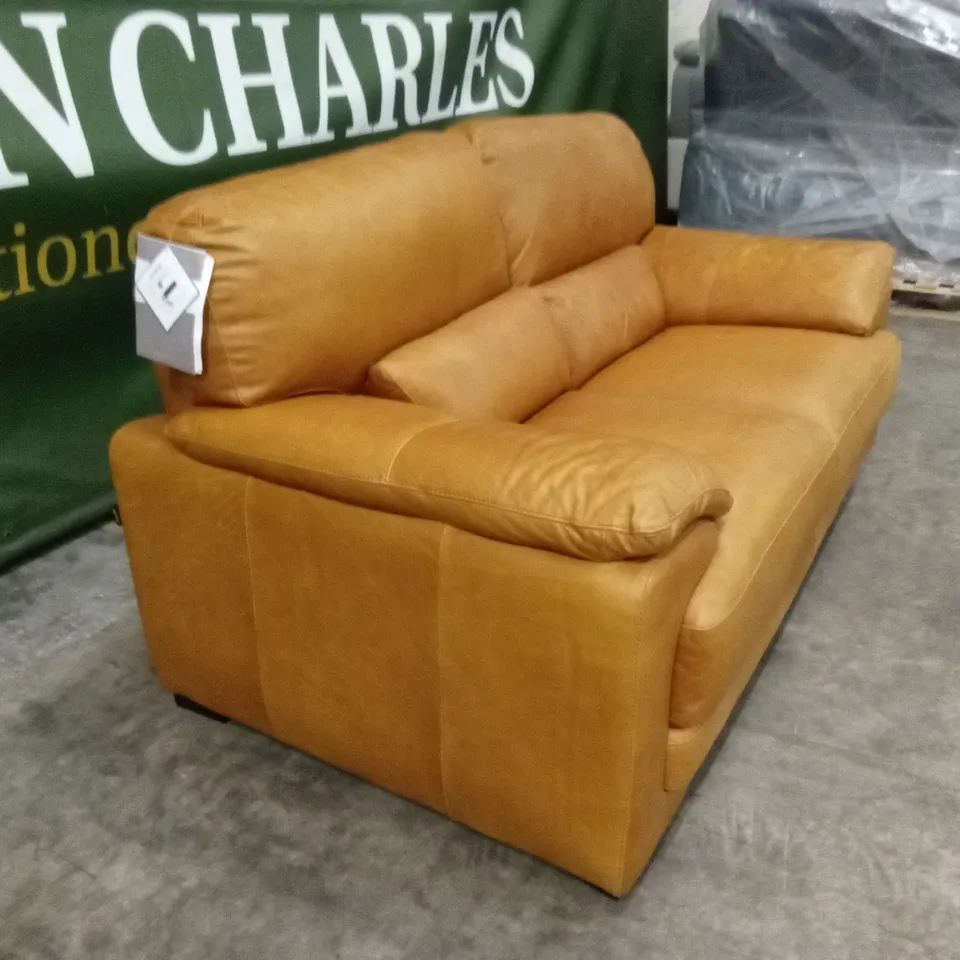 QUALITY DESIGNER ITALIAN MADE BRUNELLO 2 SEATER LEATHER LOVESEAT SOFA - TAN