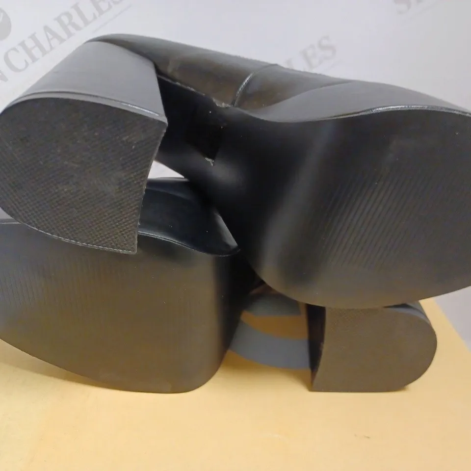 KOI VEGAN DARKBLOOM BLACK PLATFORM HEELS - SIZE 6