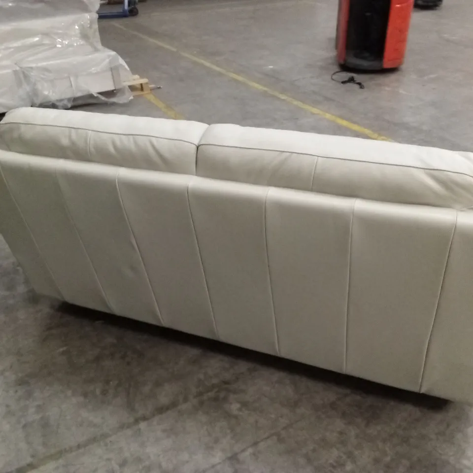 QUALITY DESIGNER ITALIAN MADE 3 SEATER LEATHER SOFA - SAND