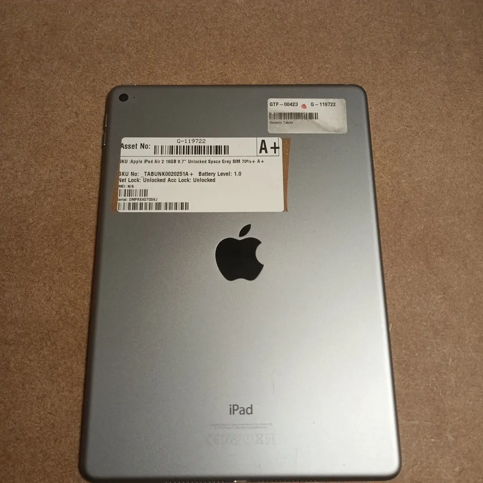 Apple iPad Air 2 16GB 9.7in Space Grey – Unlocked SIM
