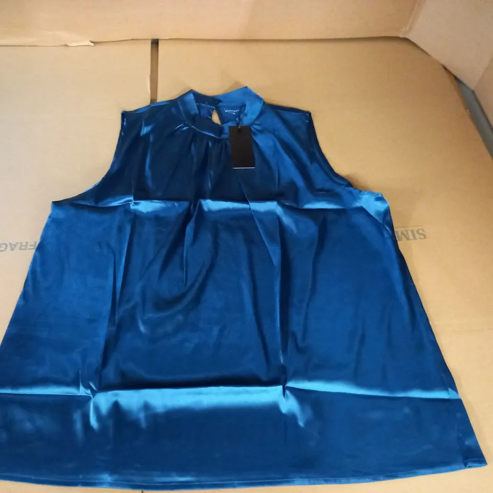 BRAND NEW KINTSUGI WOMENS TEAL SLEEVELESS TOP WITH MAGNETIC FASTENING - 12
