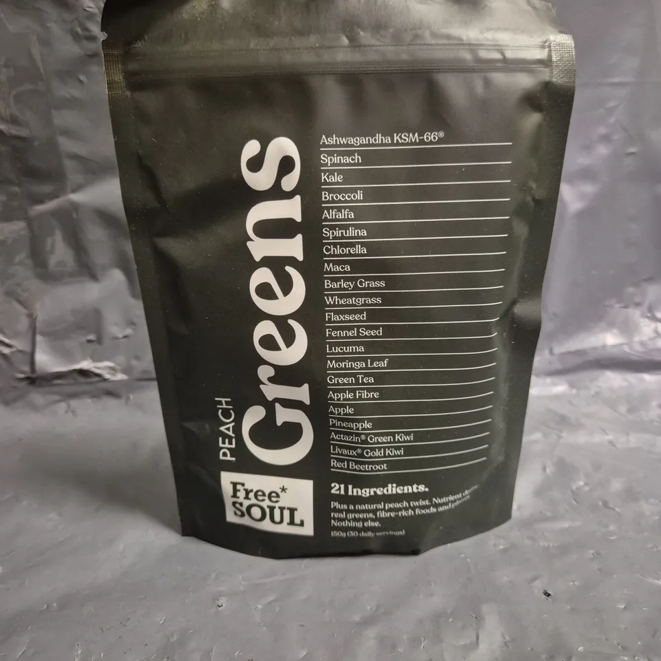 FREE SOUL PEACH GREENS FOOD SUPPLEMENT 150G