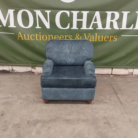 QUALITY DESIGNER VELVET UPHOLSTERED ARMCHAIR