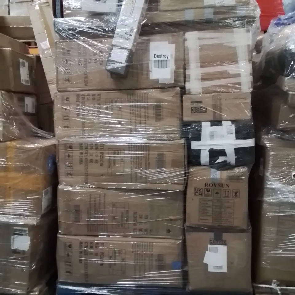 PALLET OF ASSORTED HOUSEHOLD GOODS AND PRODUCTS TO INCLUDE;ELECTRIC FRYER,ELECTRIC HEATER,INDOOR GATE