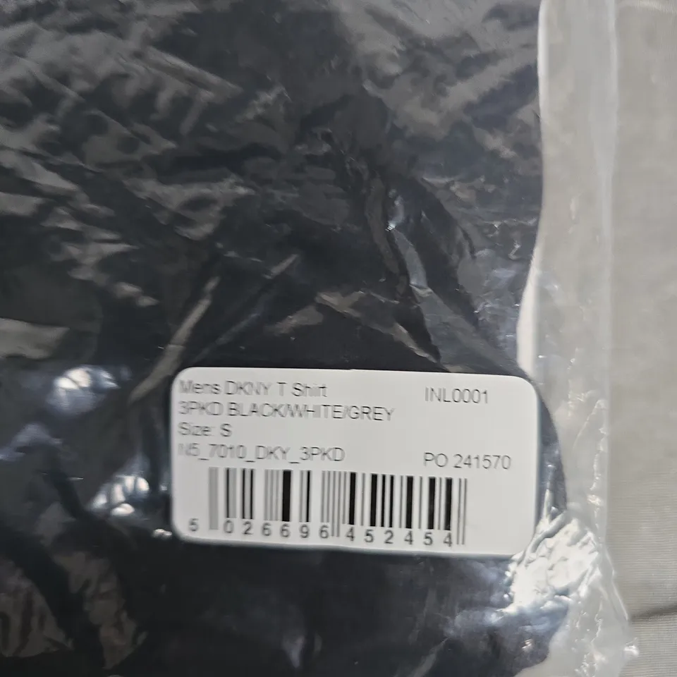 BAGGED DKNY T-SHIRT 3-PACK – BLACK/WHITE/GREY – SIZE S