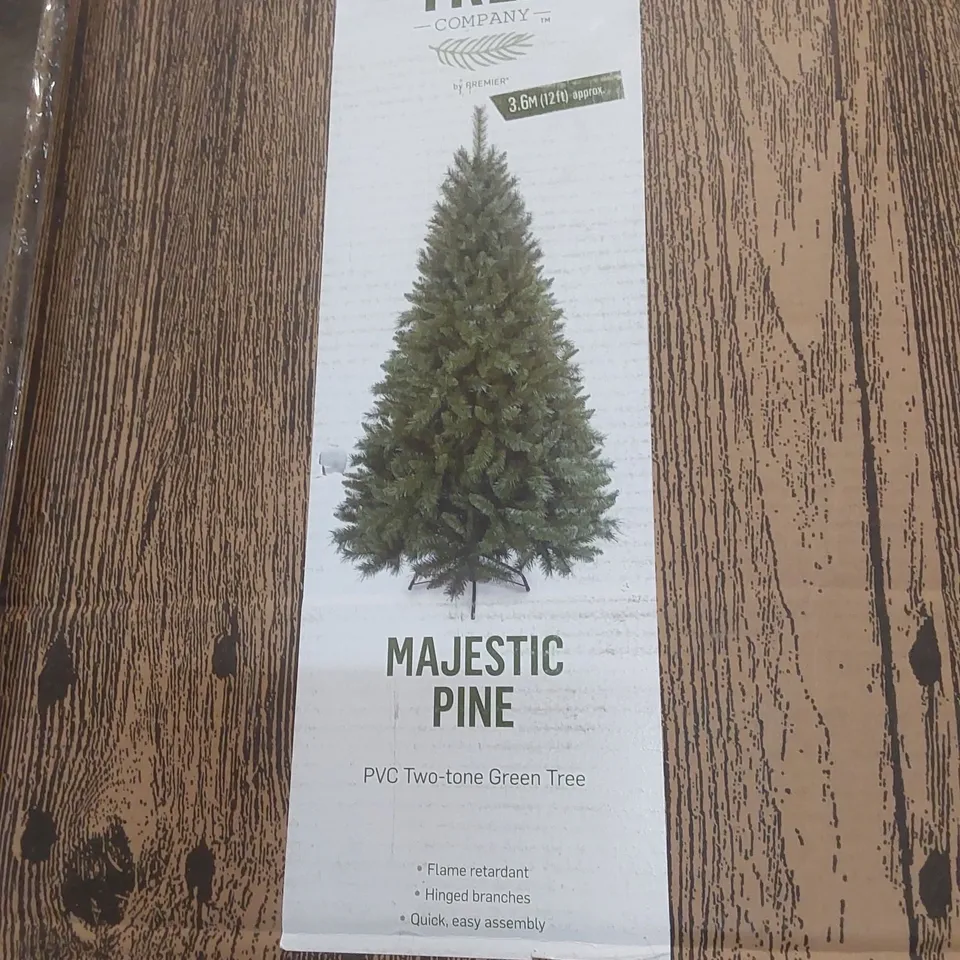 BOXED THE TREE COMPANY 12FT MAJESTIC PINE PVC TWO-TONE GREEN CHRISTMAS TREE