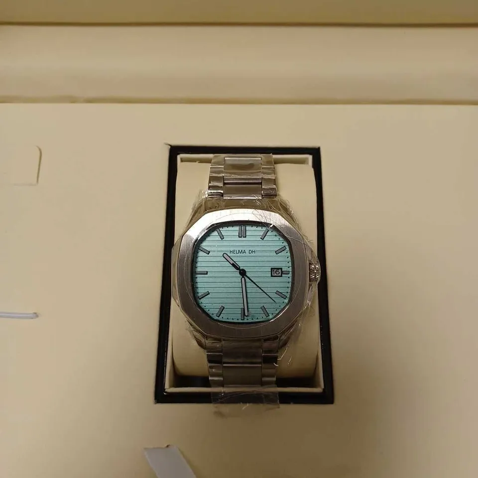 HELMA DH BLUE OCTAGONAL DIAL BRACELET STRAP WRISTWATCH