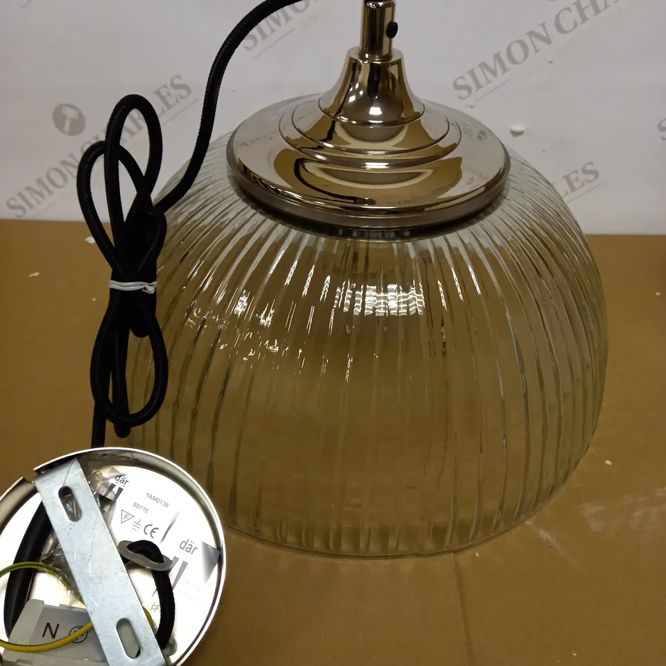 DAR LIGHTING YAMBOL PENDANT POLISHED NICKEL CLEAR GLASS LIGHT FIXTURE